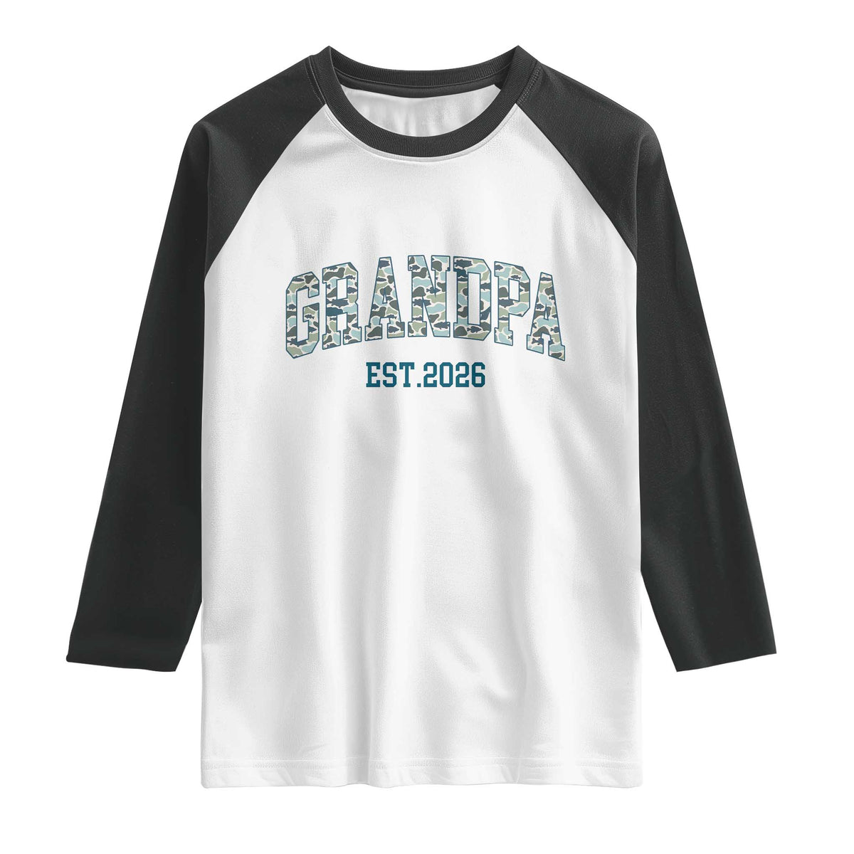Promoted To Grandpa Est 2026 Raglan Shirt Camo Fishing New Grandpa Gift