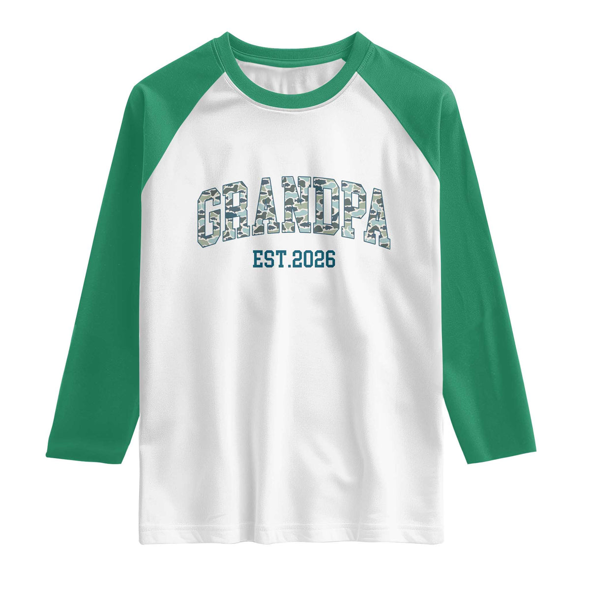Promoted To Grandpa Est 2026 Raglan Shirt Camo Fishing New Grandpa Gift