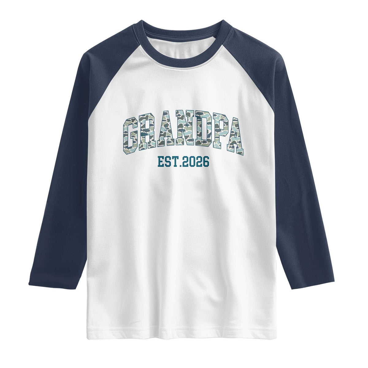 Promoted To Grandpa Est 2026 Raglan Shirt Camo Fishing New Grandpa Gift