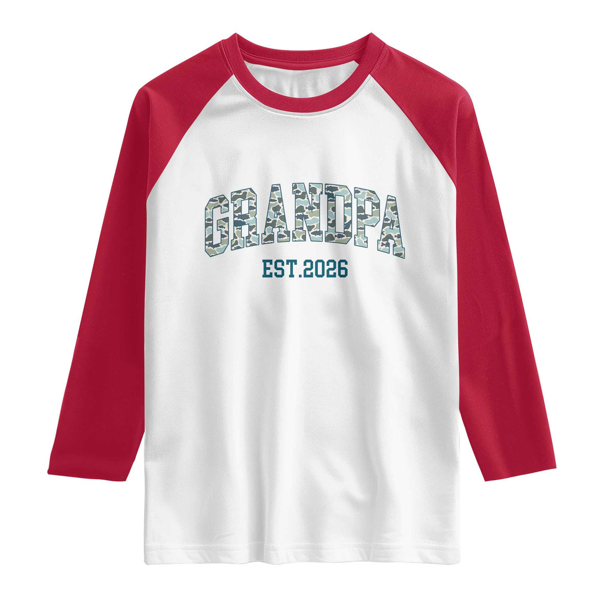Promoted To Grandpa Est 2026 Raglan Shirt Camo Fishing New Grandpa Gift