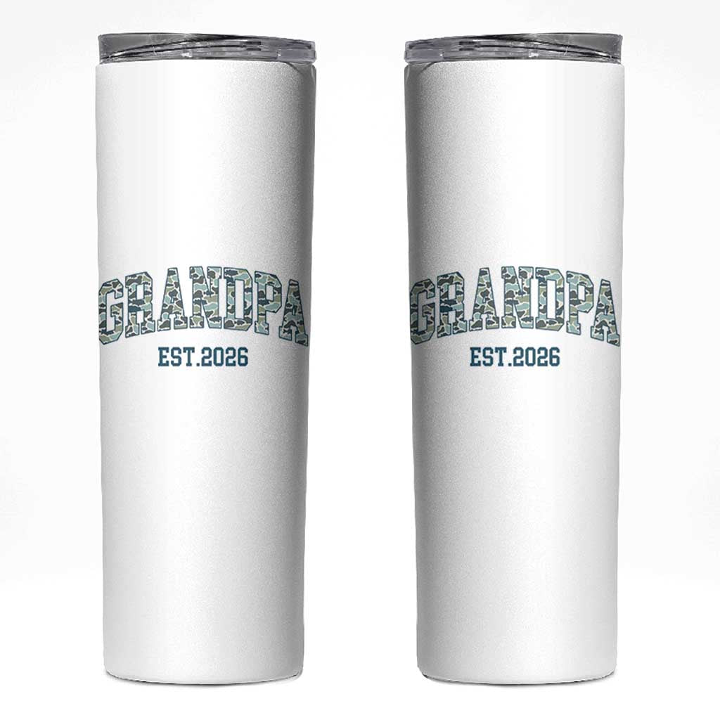 Promoted To Grandpa Est 2026 Skinny Tumbler Camo Fishing New Grandpa Gift