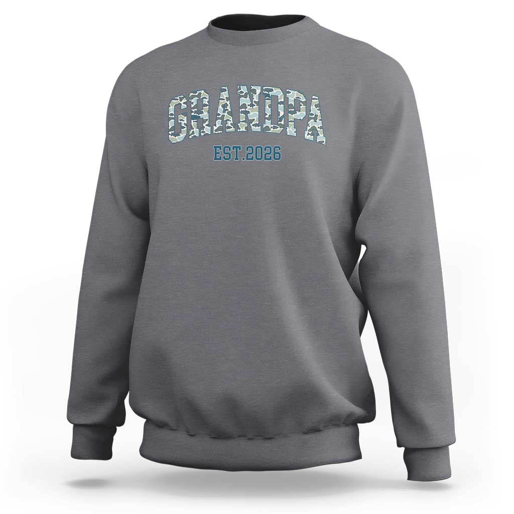 Promoted To Grandpa Est 2026 Sweatshirt Camo Fishing New Grandpa Gift