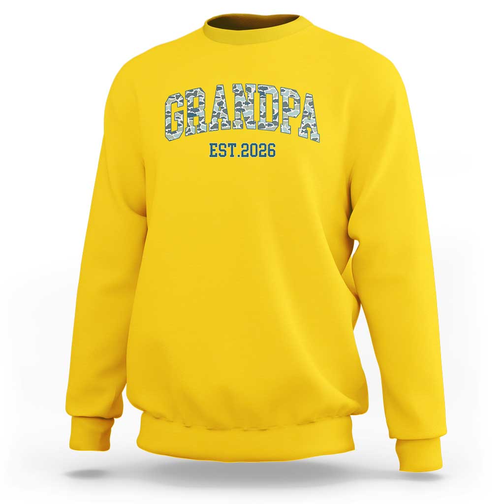 Promoted To Grandpa Est 2026 Sweatshirt Camo Fishing New Grandpa Gift