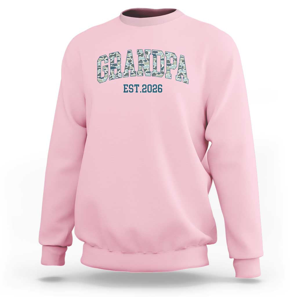 Promoted To Grandpa Est 2026 Sweatshirt Camo Fishing New Grandpa Gift