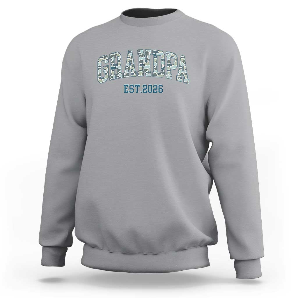 Promoted To Grandpa Est 2026 Sweatshirt Camo Fishing New Grandpa Gift