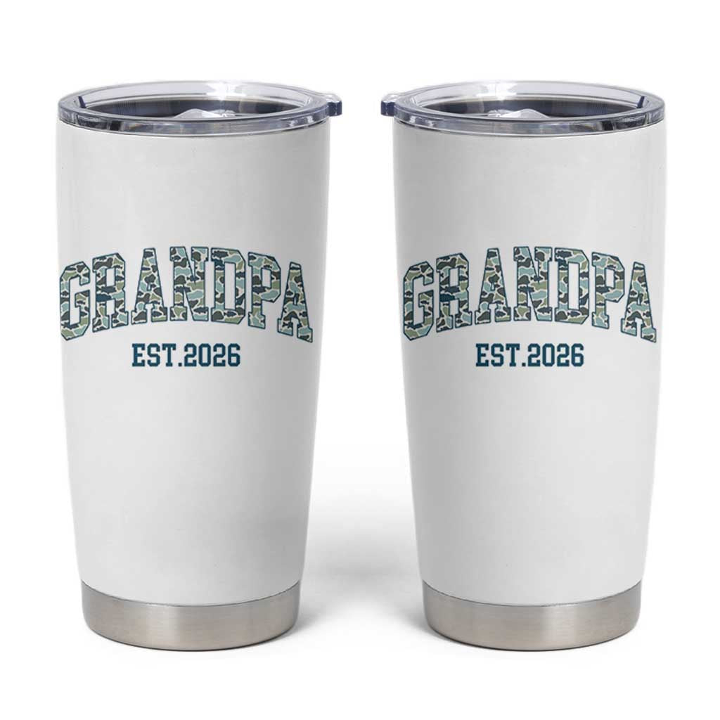 Promoted To Grandpa Est 2026 Tumbler Cup Camo Fishing New Grandpa Gift