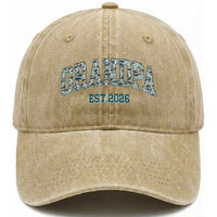 Promoted To Grandpa Est 2026 Washed Cotton Baseball Cap Camo Fishing New Grandpa Gift