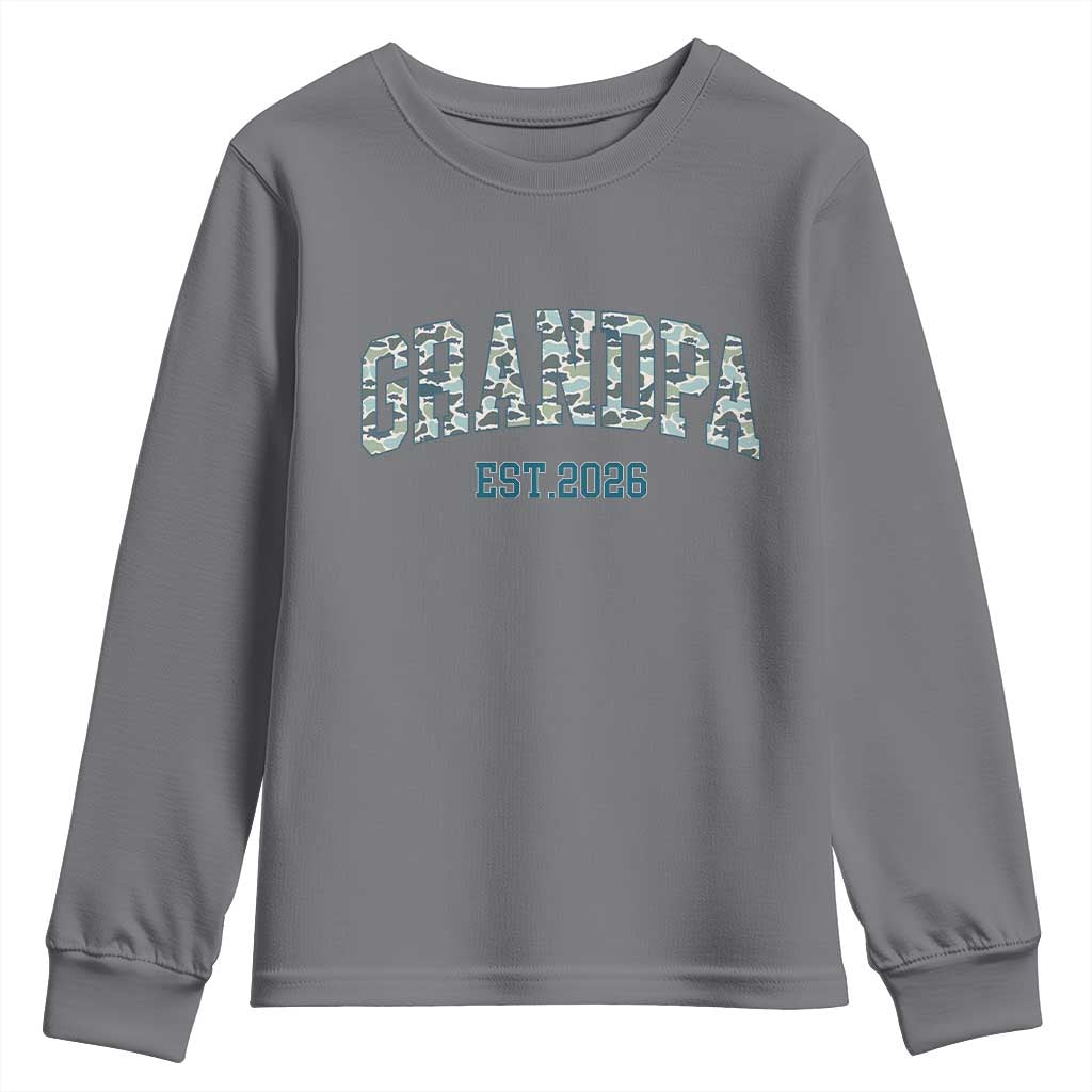 Promoted To Grandpa Est 2026 Youth Sweatshirt Camo Fishing New Grandpa Gift