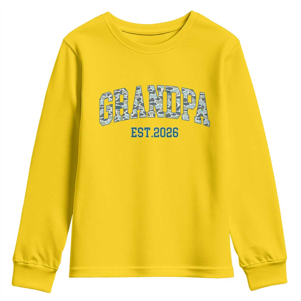 Promoted To Grandpa Est 2026 Youth Sweatshirt Camo Fishing New Grandpa Gift