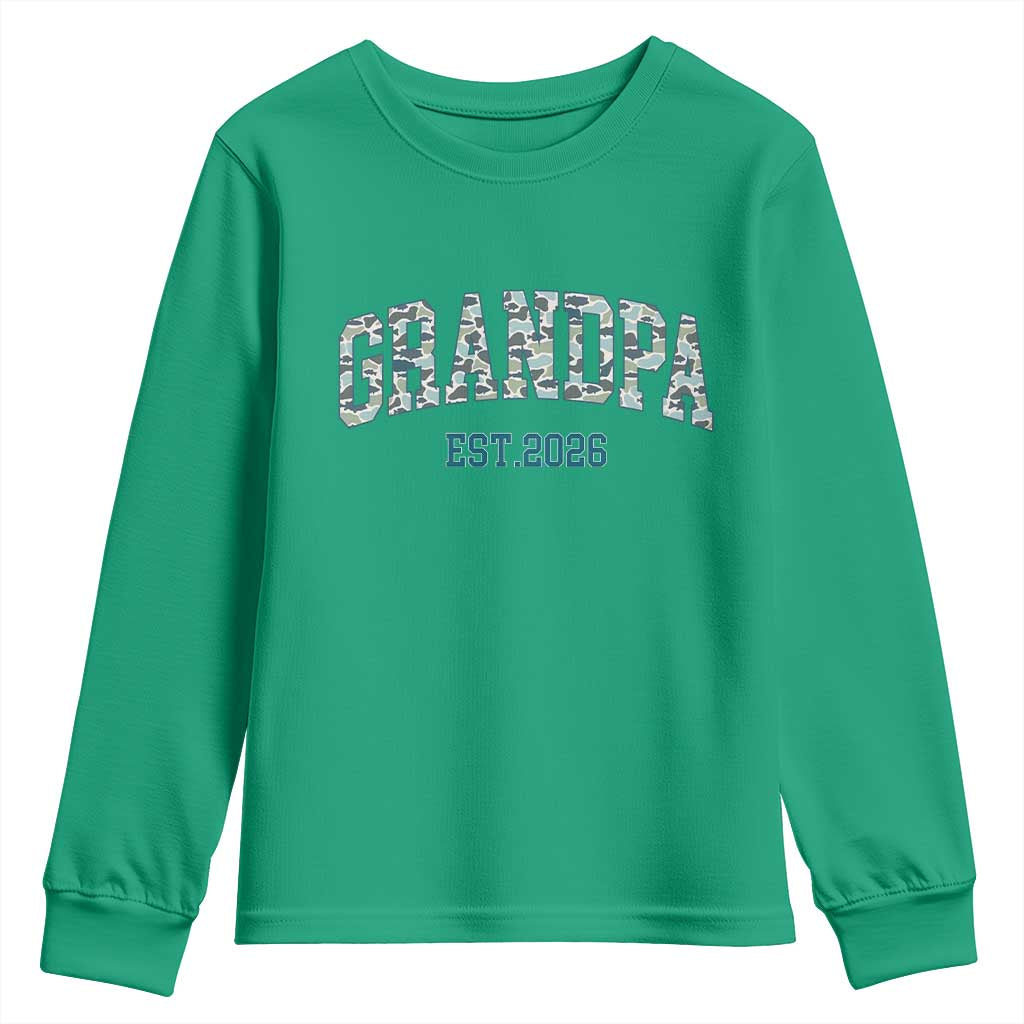 Promoted To Grandpa Est 2026 Youth Sweatshirt Camo Fishing New Grandpa Gift