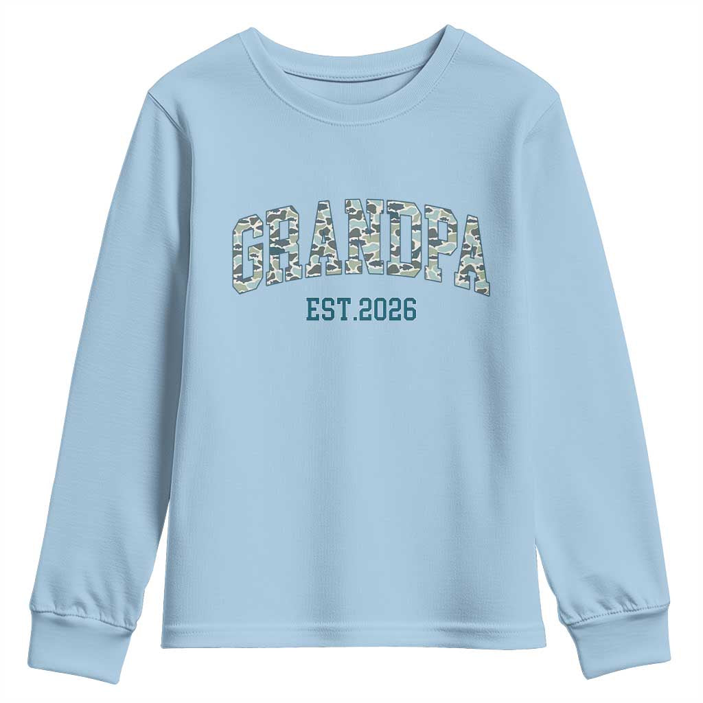 Promoted To Grandpa Est 2026 Youth Sweatshirt Camo Fishing New Grandpa Gift