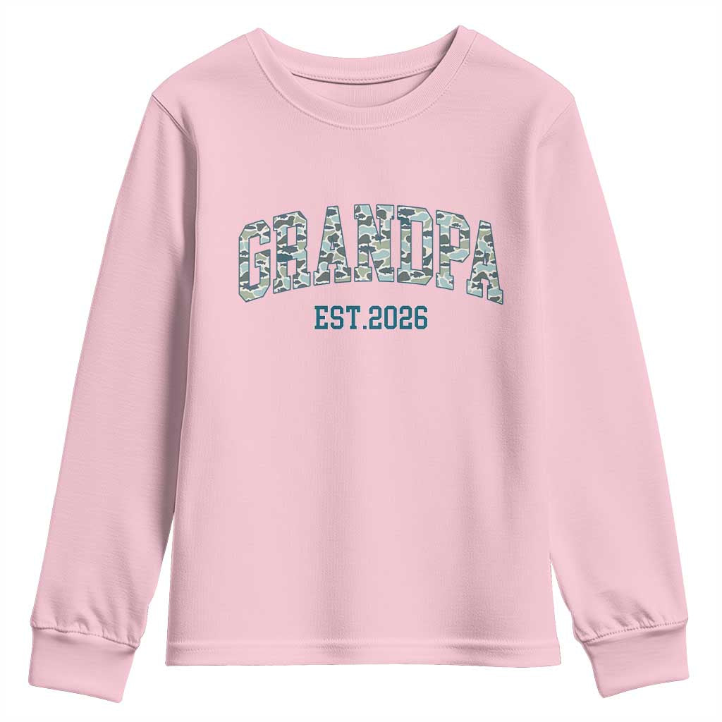 Promoted To Grandpa Est 2026 Youth Sweatshirt Camo Fishing New Grandpa Gift
