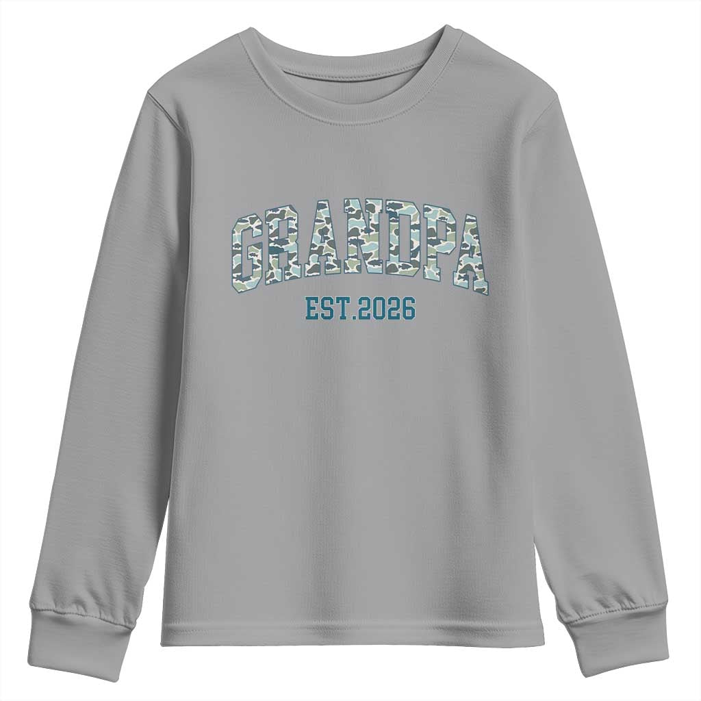 Promoted To Grandpa Est 2026 Youth Sweatshirt Camo Fishing New Grandpa Gift