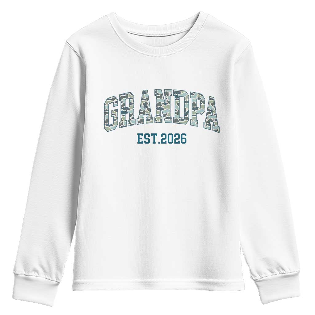 Promoted To Grandpa Est 2026 Youth Sweatshirt Camo Fishing New Grandpa Gift