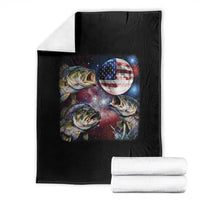 Patriotic Bass Fishing Moon Throw Blanket 4th Of July Fisherman Gift