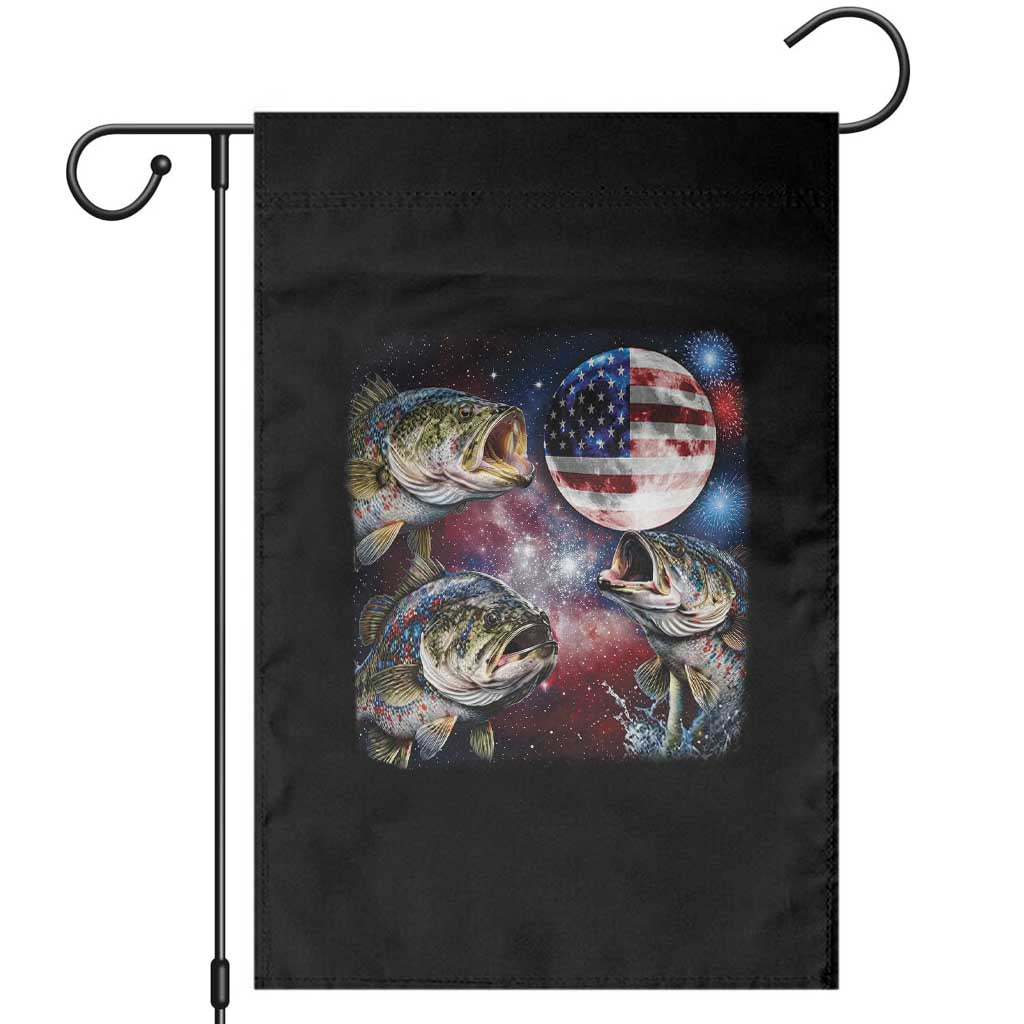 Patriotic Bass Fishing Moon Garden Flag 4th Of July Fisherman Gift