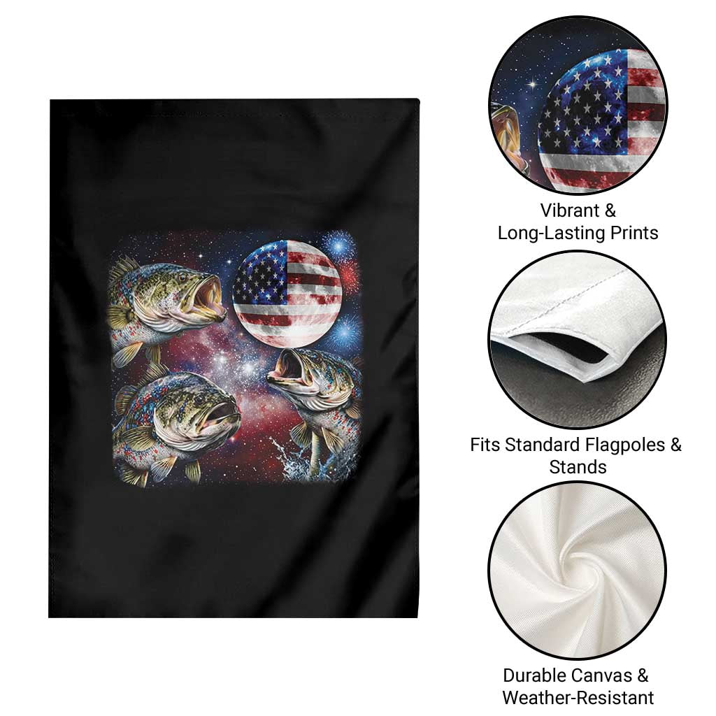Patriotic Bass Fishing Moon Garden Flag 4th Of July Fisherman Gift