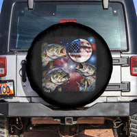 Patriotic Bass Fishing Moon Spare Tire Cover 4th Of July Fisherman Gift