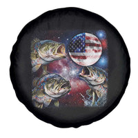 Patriotic Bass Fishing Moon Spare Tire Cover 4th Of July Fisherman Gift