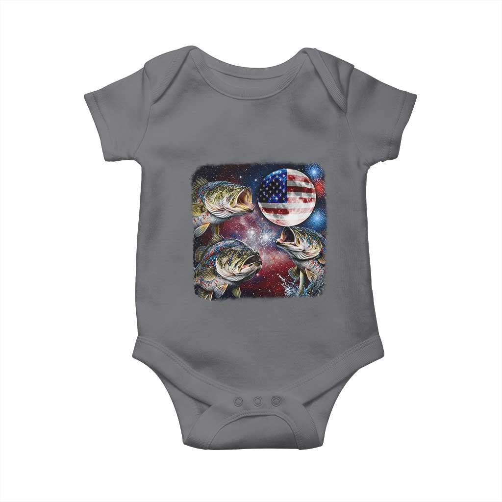 Patriotic Bass Fishing Moon Baby Onesie 4th Of July Fisherman Gift