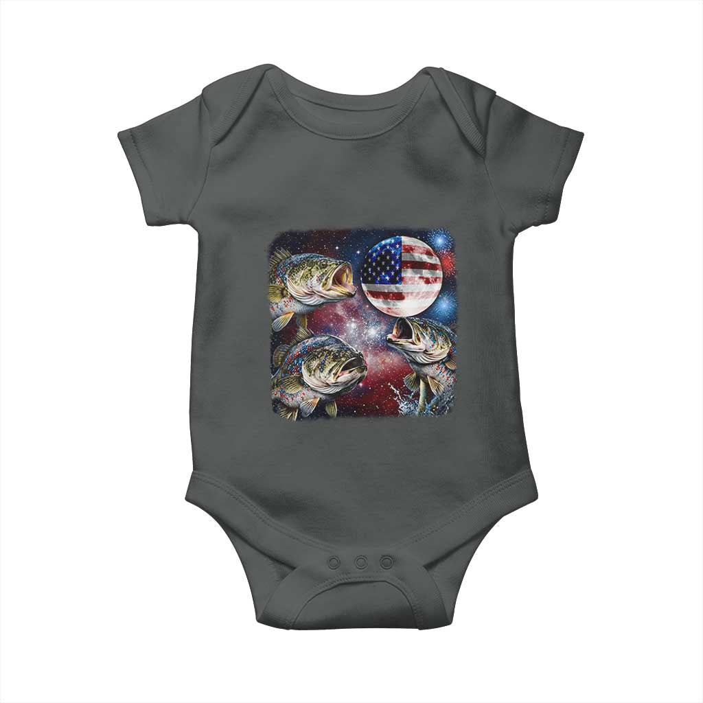 Patriotic Bass Fishing Moon Baby Onesie 4th Of July Fisherman Gift