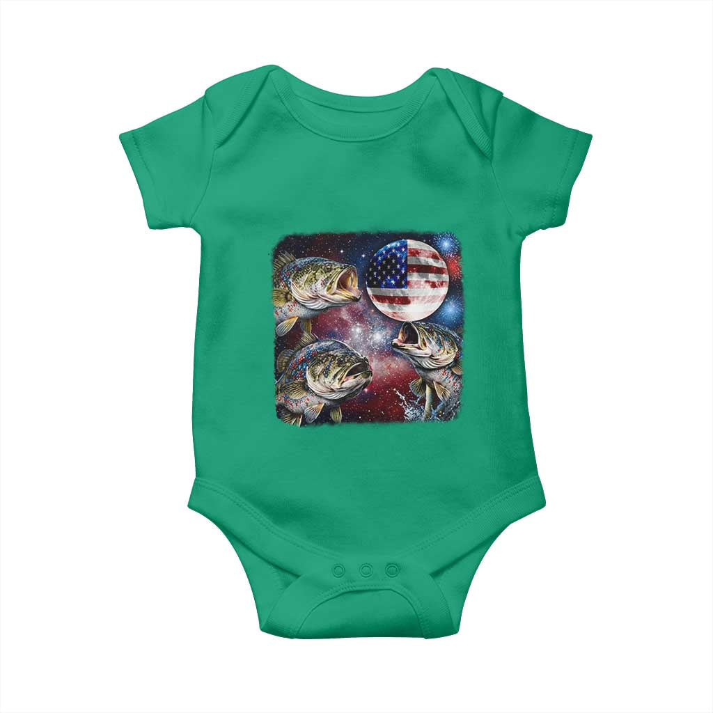 Patriotic Bass Fishing Moon Baby Onesie 4th Of July Fisherman Gift