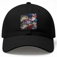 Patriotic Bass Fishing Moon Baseball Cap 4th Of July Fisherman Gift