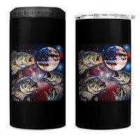 Patriotic Bass Fishing Moon 4 in 1 Can Cooler Tumbler 4th Of July Fisherman Gift