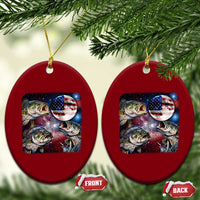 Patriotic Bass Fishing Moon Ceramic Ornament 4th Of July Fisherman Gift