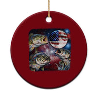 Patriotic Bass Fishing Moon Ceramic Ornament 4th Of July Fisherman Gift