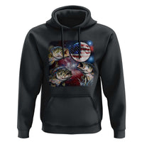 Patriotic Bass Fishing Moon Hoodie 4th Of July Fisherman Gift