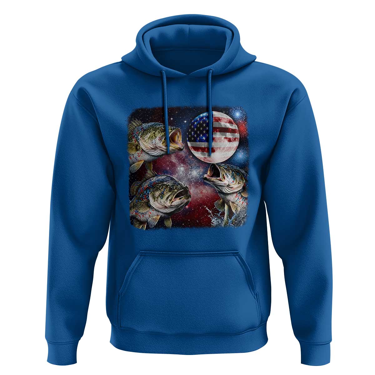 Patriotic Bass Fishing Moon Hoodie 4th Of July Fisherman Gift