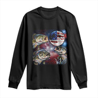 Patriotic Bass Fishing Moon Long Sleeve Shirt 4th Of July Fisherman Gift