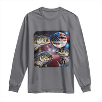 Patriotic Bass Fishing Moon Long Sleeve Shirt 4th Of July Fisherman Gift