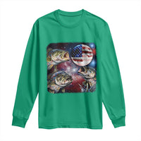 Patriotic Bass Fishing Moon Long Sleeve Shirt 4th Of July Fisherman Gift