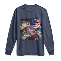Patriotic Bass Fishing Moon Long Sleeve Shirt 4th Of July Fisherman Gift