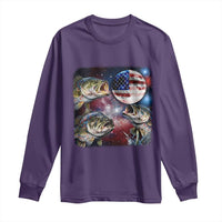 Patriotic Bass Fishing Moon Long Sleeve Shirt 4th Of July Fisherman Gift