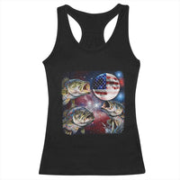 Patriotic Bass Fishing Moon Racerback Tank Top 4th Of July Fisherman Gift