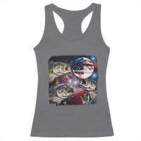 Patriotic Bass Fishing Moon Racerback Tank Top 4th Of July Fisherman Gift