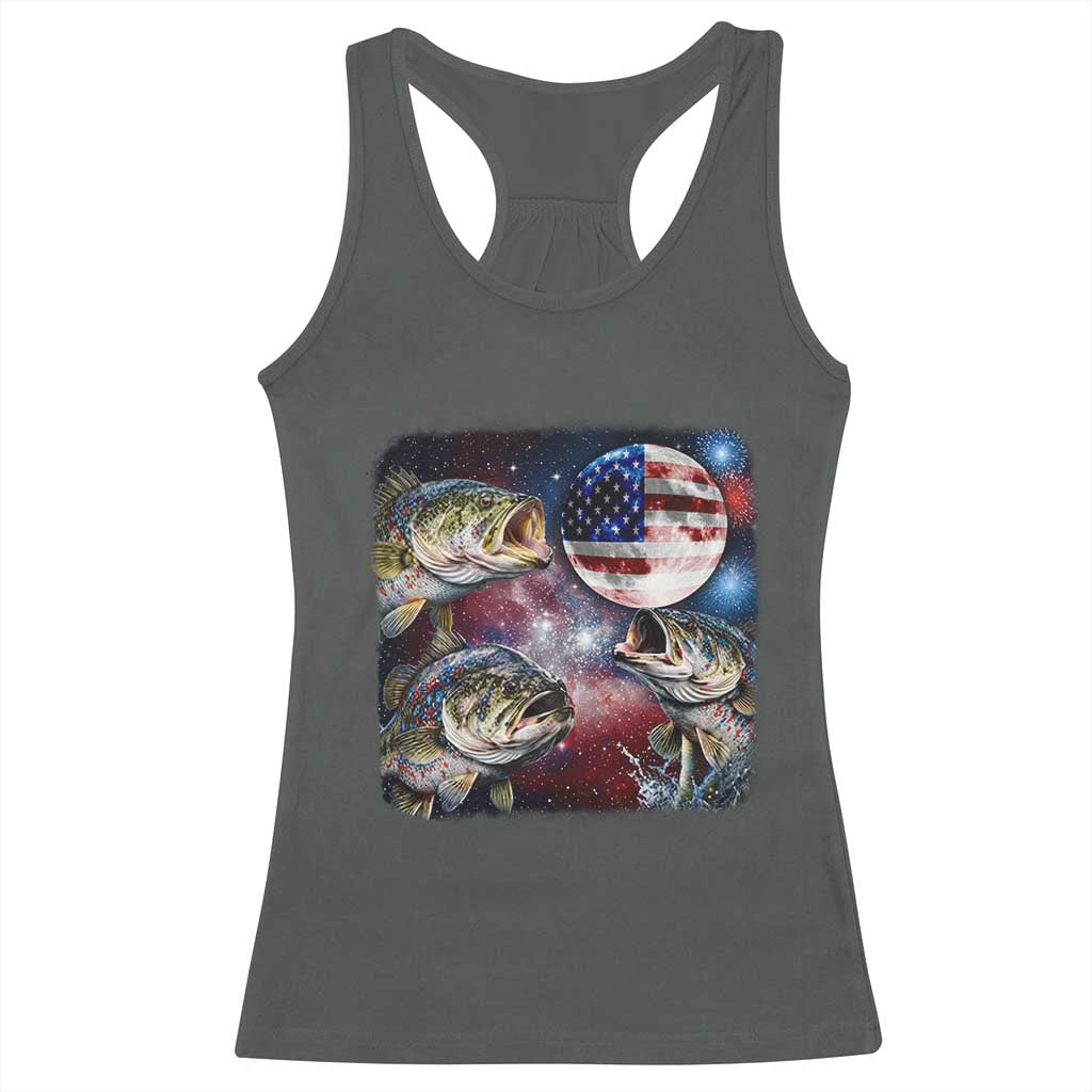 Patriotic Bass Fishing Moon Racerback Tank Top 4th Of July Fisherman Gift