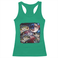 Patriotic Bass Fishing Moon Racerback Tank Top 4th Of July Fisherman Gift