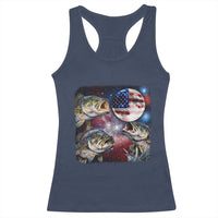 Patriotic Bass Fishing Moon Racerback Tank Top 4th Of July Fisherman Gift