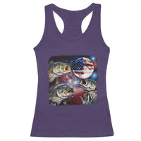 Patriotic Bass Fishing Moon Racerback Tank Top 4th Of July Fisherman Gift