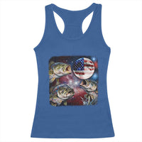 Patriotic Bass Fishing Moon Racerback Tank Top 4th Of July Fisherman Gift