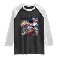 Patriotic Bass Fishing Moon Raglan Shirt 4th Of July Fisherman Gift
