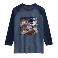 Patriotic Bass Fishing Moon Raglan Shirt 4th Of July Fisherman Gift