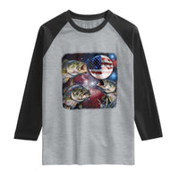 Patriotic Bass Fishing Moon Raglan Shirt 4th Of July Fisherman Gift