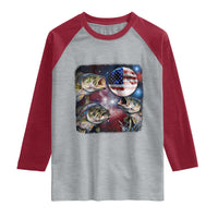 Patriotic Bass Fishing Moon Raglan Shirt 4th Of July Fisherman Gift