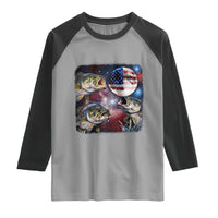 Patriotic Bass Fishing Moon Raglan Shirt 4th Of July Fisherman Gift