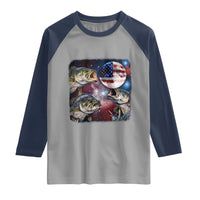 Patriotic Bass Fishing Moon Raglan Shirt 4th Of July Fisherman Gift